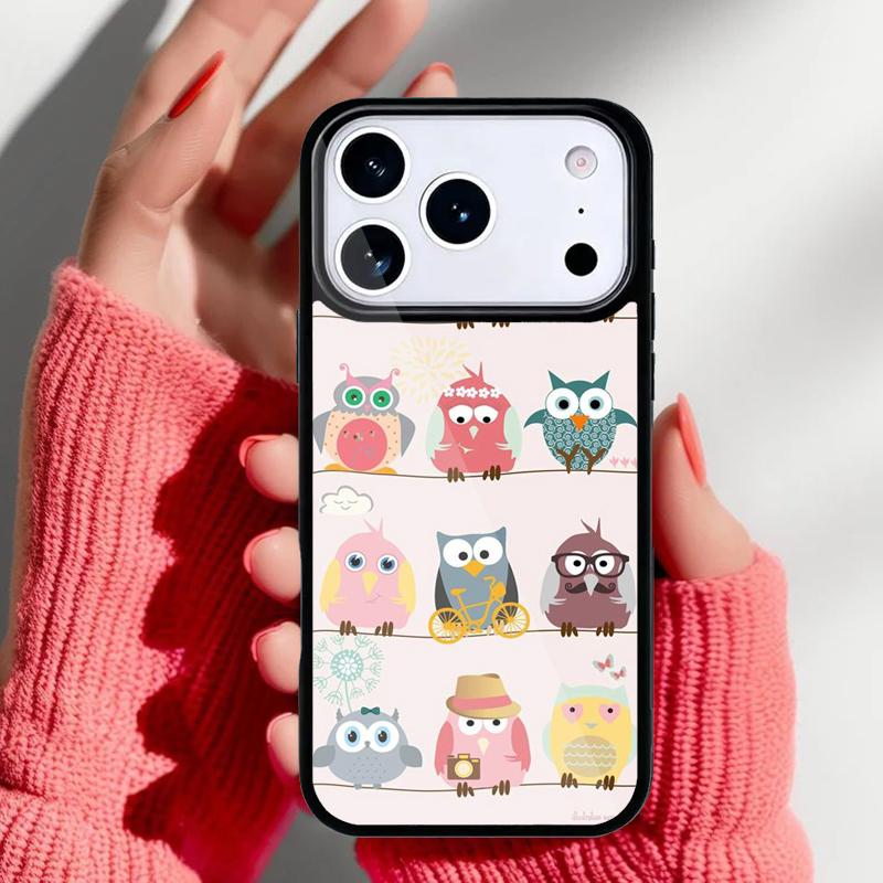 Owl Cute Lovers Kawaii Cartoon Phone Case for iPhone 17 Air 16e 15 14 13 Pro Max Back Cover for 12 11 Pro Coque