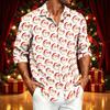 Men's Casual Long Sleeve Shirt with Christmas Print for Spring and Fall