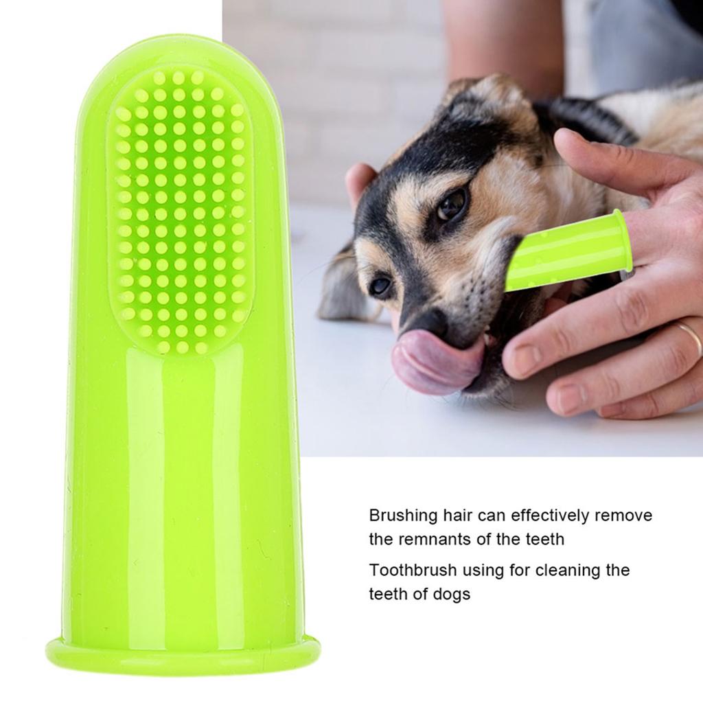 10PCS Silicone Soft Pet Finger Toothbrush Green Teeth Clning Tool for Cats Dogs