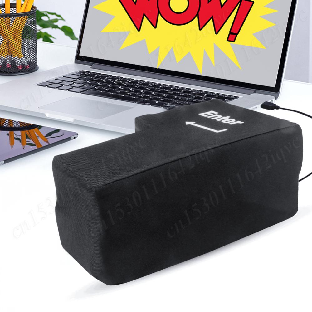 Anti-Stress Computer Huge Enter Key Big Giant USB Keyboard Vent Button Pillow Office Desktop Stress Reliever Cushion Enter Key