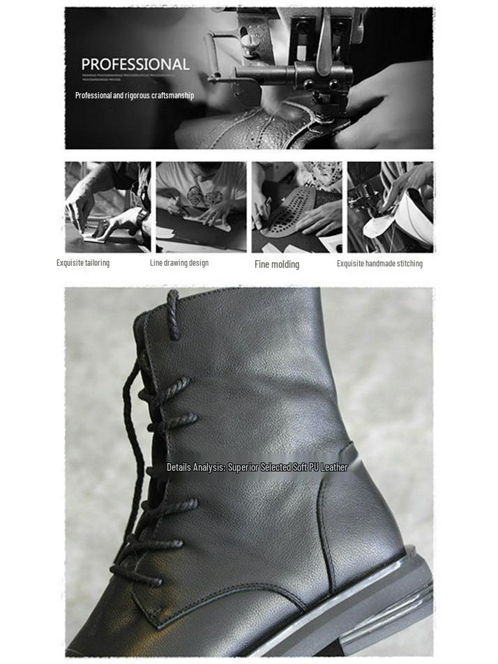 Damskie Czarne Botki Sznurowane Martin - Moda Jesień/Zima 2020, Casualowy Brytyjski Styl