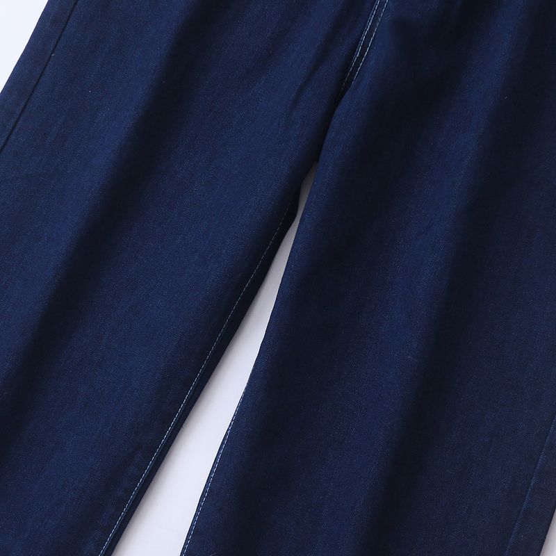 Denim Asymmetric Overalls Autumn New Foreign Trade Women Strap Adjustable High Waist Zip-up Button Straight Trousers 32085