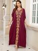 Elegant Plus Size Kaftan Dress Women Retro V Neck Batwing Sleeve Embroidered Long Beach Cover Up Sexy Swimsuit Q1808 4183