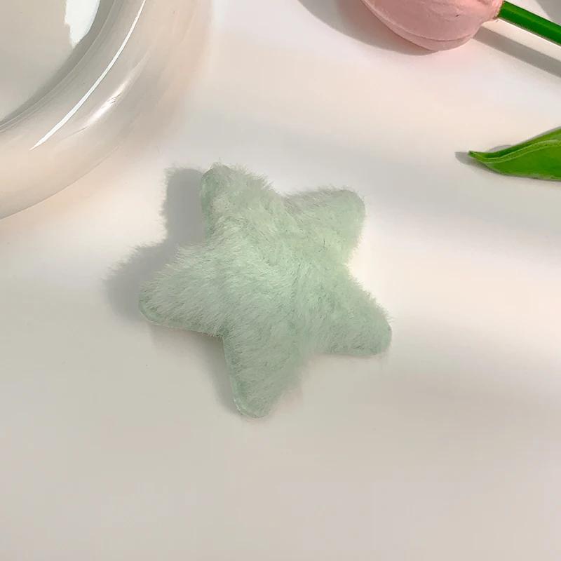 Modische Damen Haarspange mit pastellfarbenem Plüsch-Stern-Design für seitliche Ponypartie und Fransen Süßes und schickes Haaraccessoire