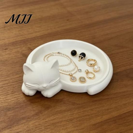 Minimalist Trinket Bowl Cute Sleeping Cat Ring Dish, 3D Printed Jewelry Tray Organizer for Earrings Decorative Succulents Pot Keys Trinkets,