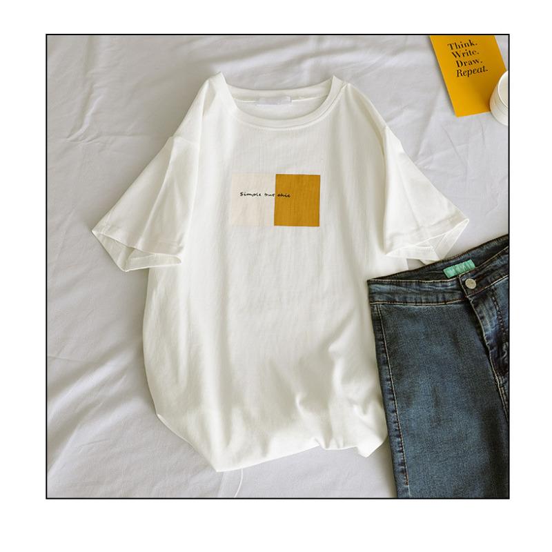Korean Version Loose Crew Neck Printed Top Summer New Thin Large Size Short-sleeved T-shirt Women