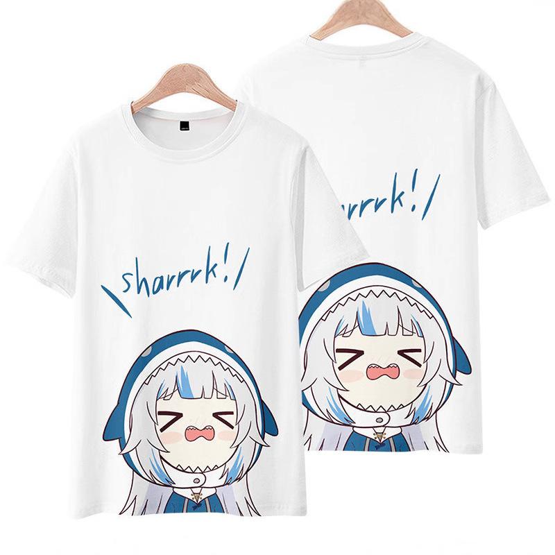 Summer New Women's GawrGura Hollywood Clothes Anime Surrounding 3D Short Sleeve T-shirt