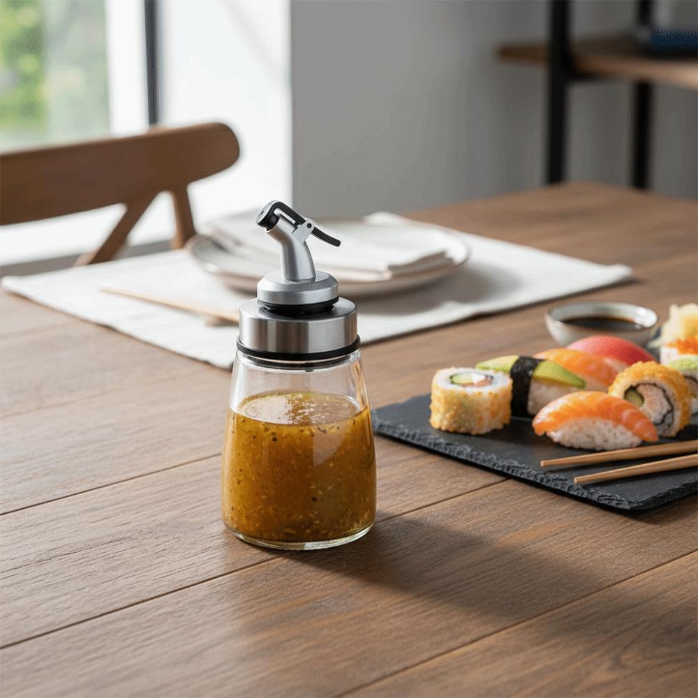 2PCS 160ML Glass Oil Bottle with Anti-drip Spout Kitchen Soy Sauce Bottle Vinegar Bottle Restaurant