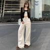 White High-Waisted Wide-Leg Jeans – Women's Autumn/Winter Slimming Loose Casual Workwear Pants