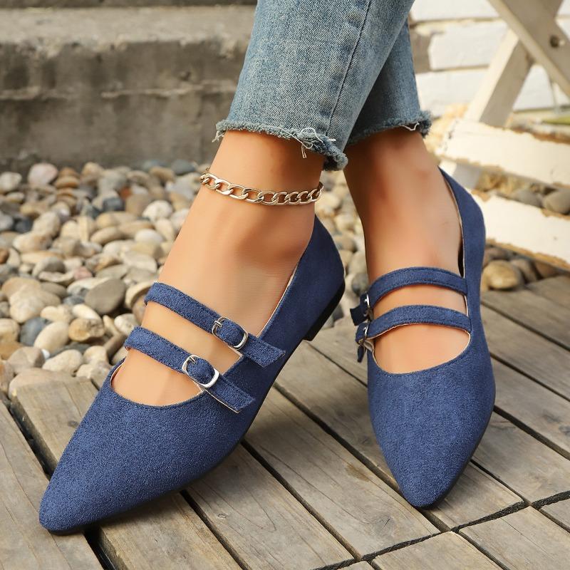 Leopard Print Pointed Toe Shallow Mouth Slip Strap Flats Summer New Suede Soft Sole Anti-slip Wear-resistant Single Shoes