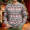 Men's Corduroy Long Sleeve Crewneck Top with Christmas Print for Holiday Casual Wear