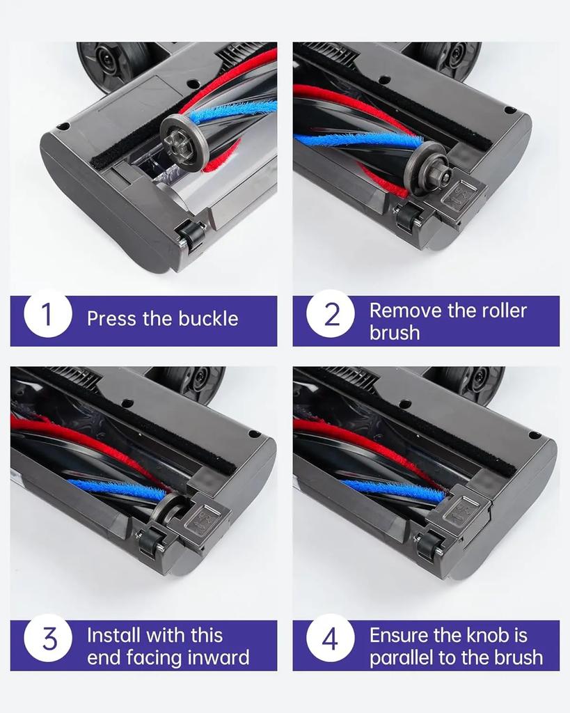 Cleaner Head Bristle Roller Brush For Dyson V7 V8 V10 V11 V15 Cordless Vacuum Attachment with LED Lights for Hardwood and Carpet