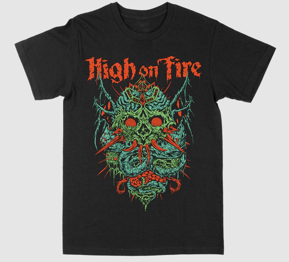 Винтаж HIGH ON FIRE Группа Скиннер Хлопок Черный Унисекс Полный Размер Рубашка DI136 Унисекс Футболка M 1940₽