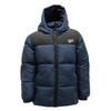Navy Hooded Puffer Jacket with Embroidered White Logo Child