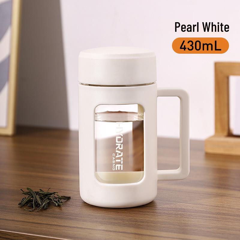 Qifan Double-Layer Insulated Glass Tea Cup with Handle - High Temperature Resistant and Anti-Fall for Office Use