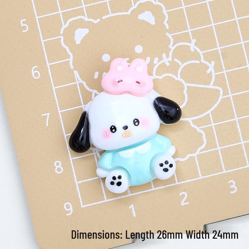 Cartoon White Dog Shoe Buckle & Hair Clip Resin Accessories for DIY Ornaments