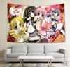 Madoka Cute Anime Girls Group Tapestry Kawaii Magical Themed Wall Hanging for Teen Bedroom Dorm Living Room Decor Multiple Sizes