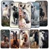 Black White Horses Galloping Phone Case For iPhone 17 16 15 Pro Max 11 12 13 14 7 8 Plus SE 2020 X XR XS Cover Soft Black