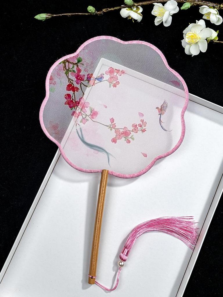 Translucent Ancient Style Round Dance Fan for Hanfu Costumes - Women's Classical Chinese Craft Fan