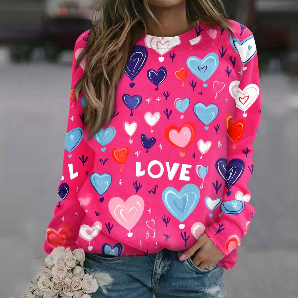 Women's Fashion Casual Long Sleeve  Printed Neck Sweatshirt Top