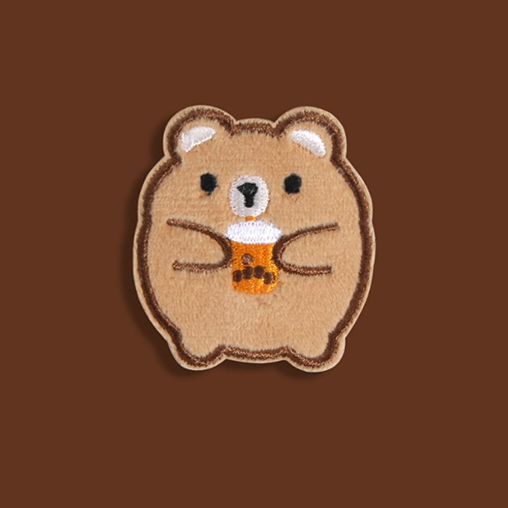Cartoon Bear Down Jacket Fabric Patch Self Adhesive Badge Sticker Clothing Accessories