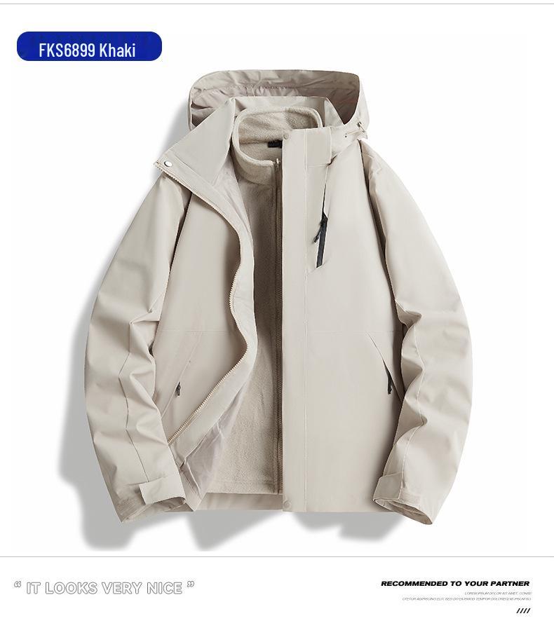 Giacca da sci 3-in-1 Unisex: Antivento, Impermeabile, Cappuccio Staccabile, Foderato in Pile per Sport all'Aperto e Arrampicata