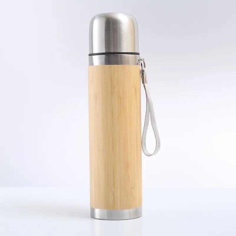 Bamboo insulated cups Stainless Steel Travel Mug With Leak-Proof Cover Insulated Accompanying Cups Reusable Wooden CCJ2093
