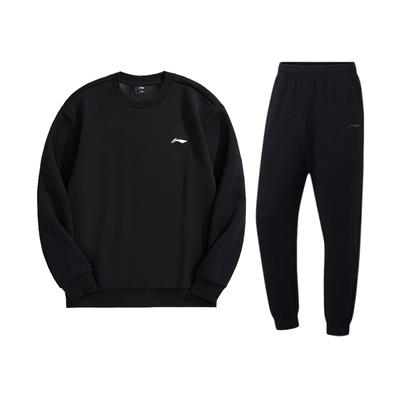 Round Neck Knitted Pullover Sweatshirt Set Men Sweatshirts Black AWDUH59-553