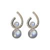 Silver Needle Twisted Diamond Pearl Stud Earrings - Elegant, Versatile Korean Style for Evening Wear