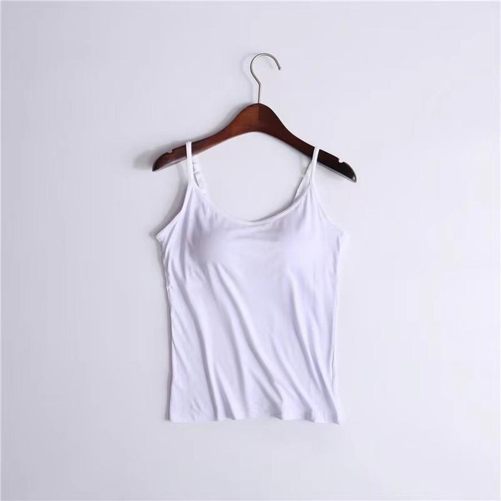 Women With Chest Pads One Camisole Thin Straps Underwear Sports Bottoming Shirt