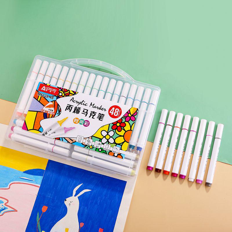 Multicolor Triangular Barrel Acrylic Markers for Students and Kids - Set of 12-60