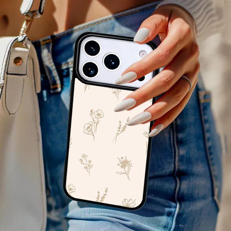 Minimalist Aesthetic Flower Phone Case For iPhone 17 Air 14 15 13 12 Max Cover For Apple 16e 11 Pro Max Plus Coque