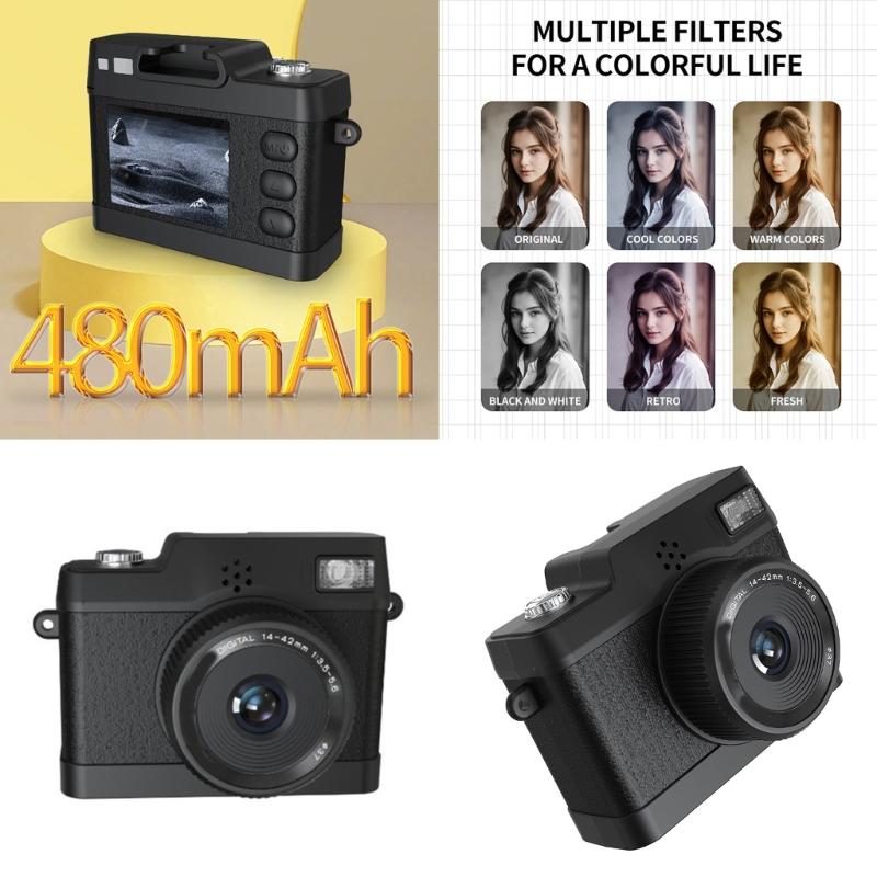 Compactly Vintage Style Camera 1080P Video Recorder Pocket Size With Builts In LED Flash Perfect For Students Traveler