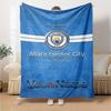Name Custom Manchester City FC Logo Print Flannel Blanket High Quality Warm Comfortable Cover for All Seasons Perfect for Gifts Home Decor