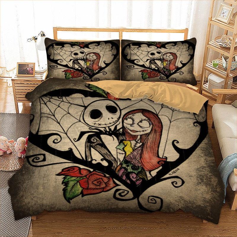Luxurious Nightmare Before Christmas Duvet Cover With Pillow Cases Quilt Cover Bedding Set For Halloween Enthusiasts