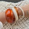 SHIXIN 4 Styles Trendy Orange Beige Thick Resin Acrylic Bracelet for Women Elegant Geometry Smooth Round Bangle Bracelet On Hand
