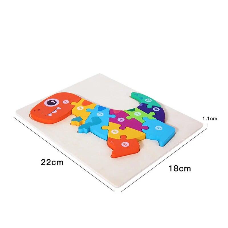 3D Puzzles Dinosaur Animal Vehicle Wood Jigsaw Puzzle Game Kids Learning Montessori Educational Toys Baby Wooden Toys