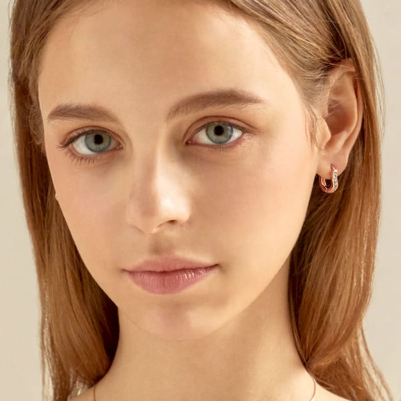 ELLE Jewelry 14K Wave Line One-Touch Earrings (Gold Pin) ELGPEE407