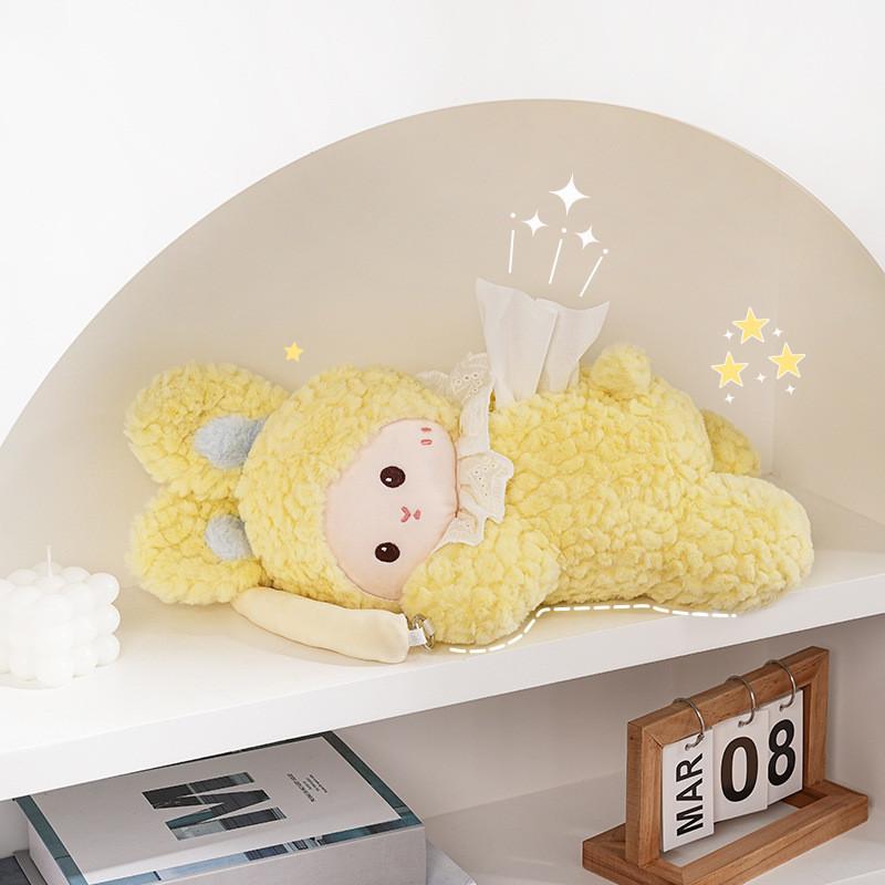 Plush Animal Tissue Holder With Creative Car Theme For Living Room Use