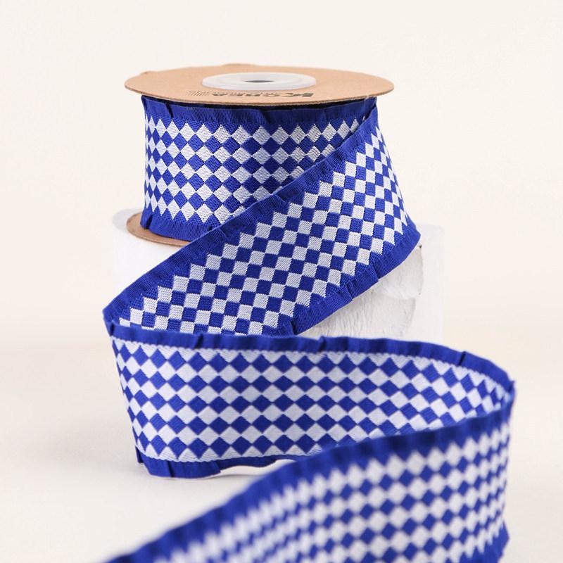 High Quality Black Border Stereo Double-Color Checked Fabric Ribbon Luxury Bow Hair Accessories and Gift Wrapping DIY Ribbon