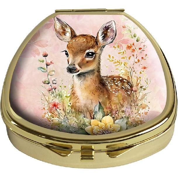 Pill Box Forests Mountain Pill Case Pocket Purse Portable Travel Tablet Holder Organizer Glass Cover Decorative Fan Shap