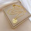 Titanium Steel Love Rose Light Luxury Temperament Gorgeous Full Diamond Necklace Female Versatile Collarbone Chain Titanium Steel Chain