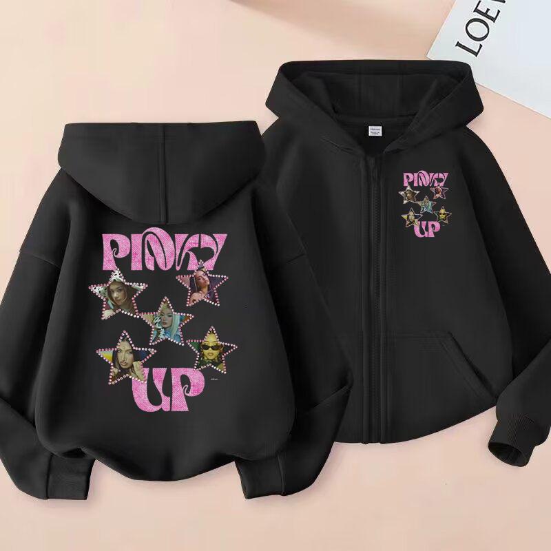 Sweat à capuche pour enfant Groupe de filles Sweat à capuche zippé Mode garçon Sweat à capuche Nouveau pour enfant Fermeture éclair Hauts décontractés 160 black