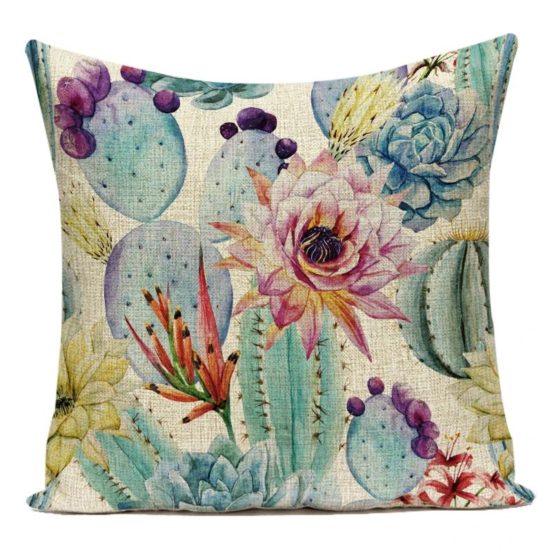 Decorative Throw Pillows Case Colorful 3D Plant Flowers Polyester Sofa Home Living Room Decoration Pillow Cushion Cover