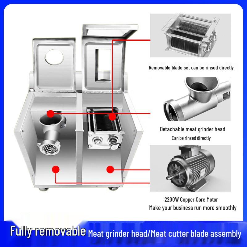 Commercial High-Power Meat Grinder & Slicer