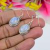 Solid 925 Sterling Silver Moonstone Oval Gemstone Handmade Designer Women Dangle Drop Earrings