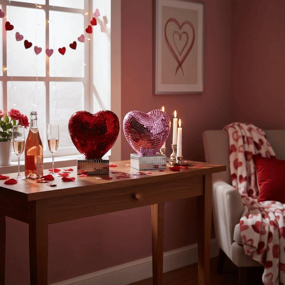 Röd/Rosa Färg Hjärta Form Diskokula Dekoration Alla Hjärtans Dag Diskokula Festdekoration