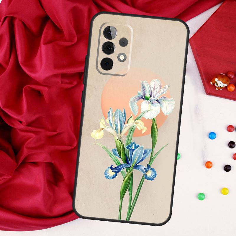 Blue Iris Flower Case For Samsung Galaxy A54 A34 A14 A52 A72 A13 A33 A53 A73 A51 A71 A12 A22 A32 Cover