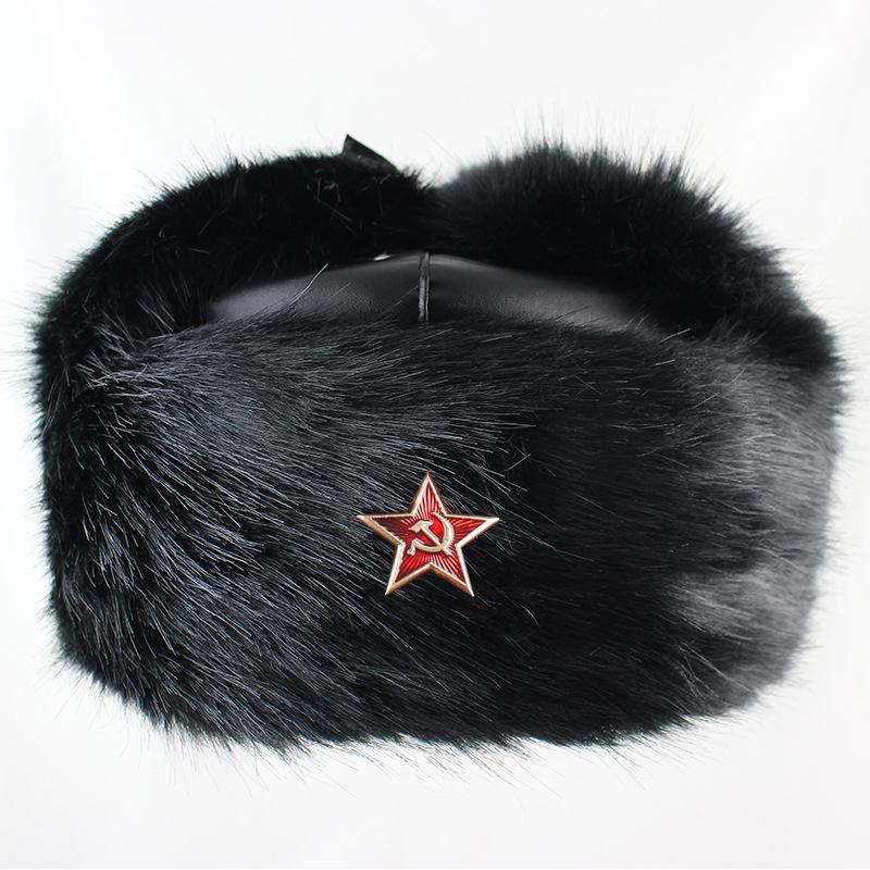PU leather northeast hat waterproof men's and women's ski caps thickened ear protectors Russian thermal caps