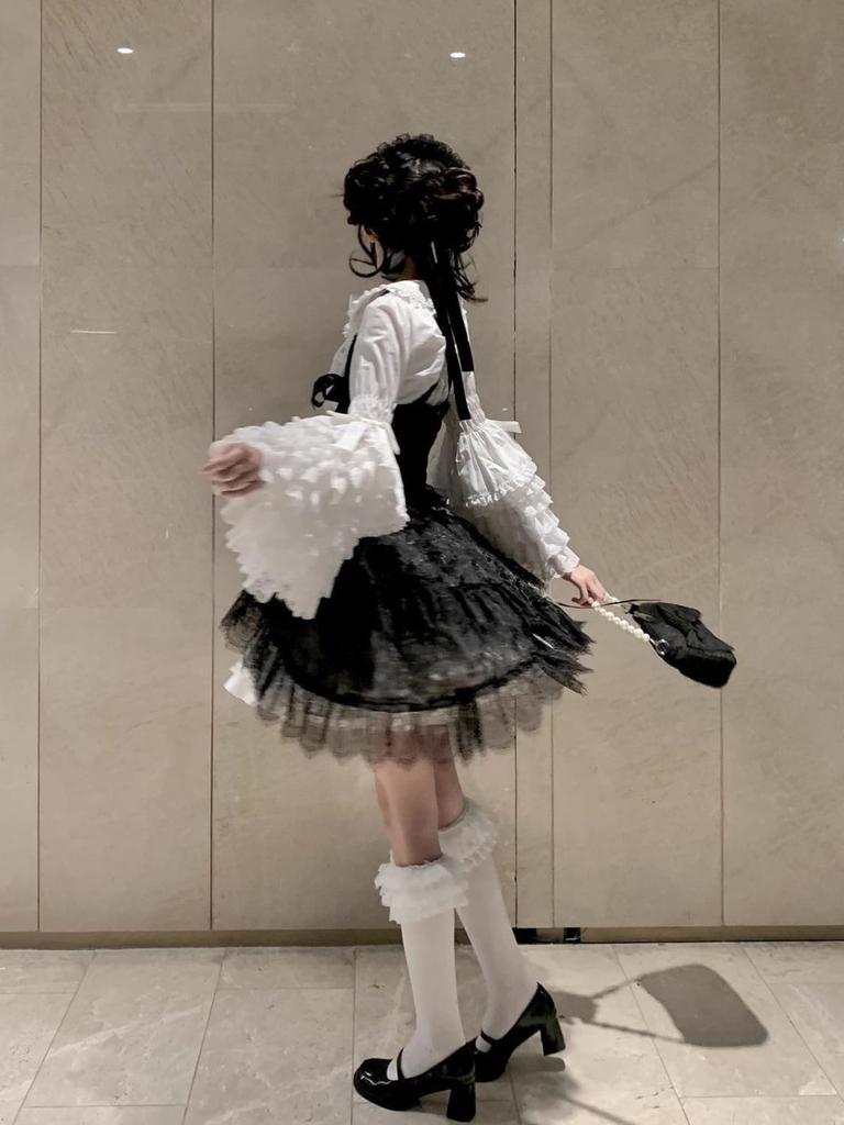 XHSUKADO Princess Long Detachable Lolita Shirt Size XL Women's Blouse, 6-Tier Sleeves, Sleeves, Ribbon, Style, Stylish, Lace, Ruffles, Cute, Top,